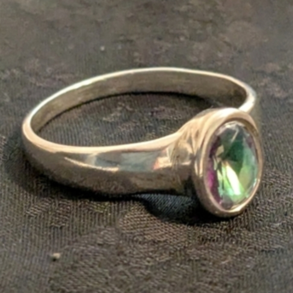 New Dazzling 925 Solid Sterling Silver Ring Mystic Topaz CZ Ring Size 7 - Picture 4 of 8